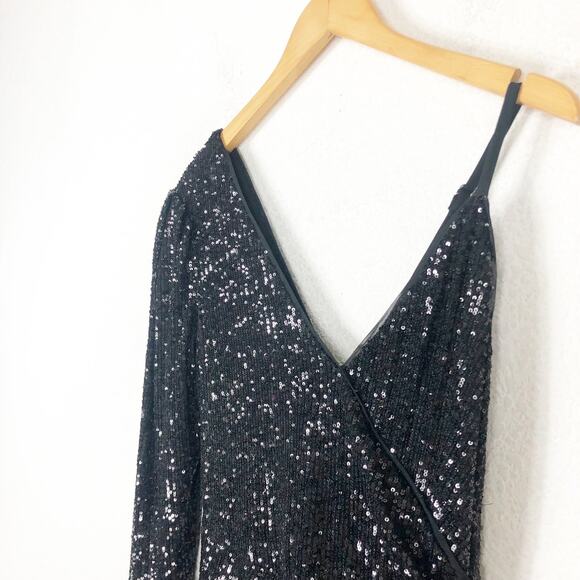 BCBGMAXAZRIA One-Sleeve Sequin Gown Size Small Sparkle Event Cocktail Wedding - Picture 9 of 15